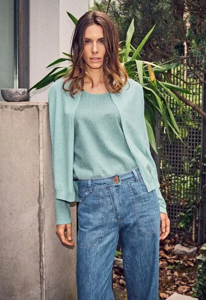 HempAge HempAge Damen-Cardigan mit Schalkragen Hanf/Biobaumwolle, Glacier (blau), – Produktbild 4 von 4