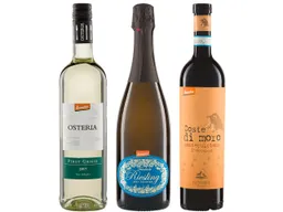 Bio-Weinpaket "demeter" 3er-Set mit Rotwein, Weißwein und Sekt, 3 x 0,75 l – Produktbild 1 von 1