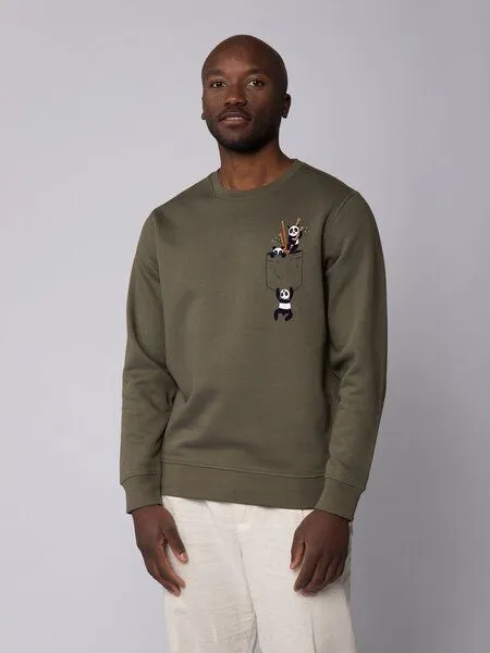 watapparel watapparel Sweatshirt Unisex Pocket Pandas, Khaki, – Produktbild 2 von 3