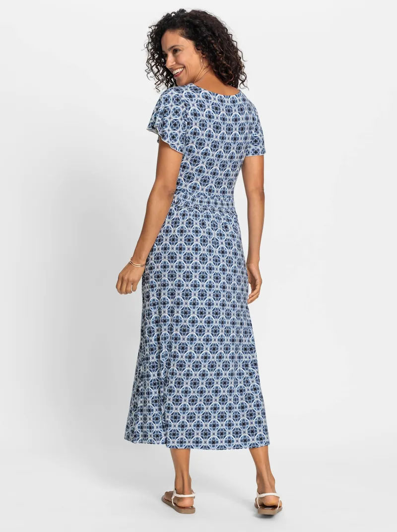 Witt Jerseykleid, Jeansblau-ecru-bedruckt, – Produktbild 2 von 2