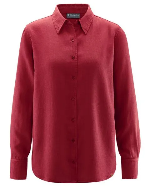 HempAge HempAge Damenbluse Hanf/Biobaumwolle, Ruby (rot), – Produktbild 4 von 4
