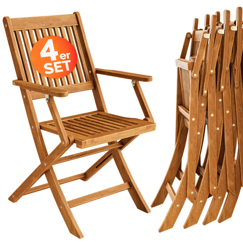 Casaria® Gartenstuhl Sydney 4er-Set Akazie FSC®-zertifiziert, Braun, – Produktbild 2 von 2