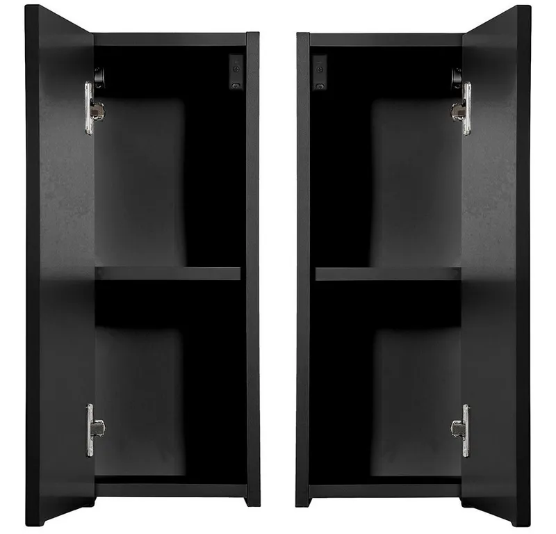 Lomadox Hängeschrank NEWPORT-56-BLACK 20cm Badschrank 1-trg schwarz gerillte Front grifflos, Schwarz, – Produktbild 3 von 5