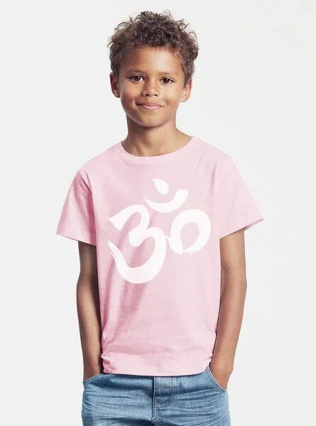 Peaces.bio - handbedruckte Biomode Peaces.bio - handbedruckte Biomode Bio-Kinder T-Shirt Om, Rosa, – Produktbild 2 von 2