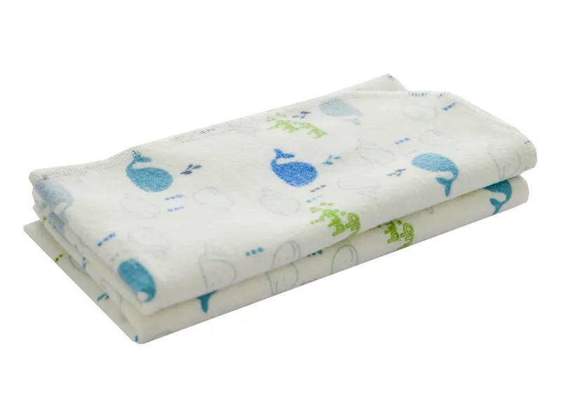 HANS NATUR Moltontücher Bio-Baumwolle 2er Set, 80 x 80 cm Wale, Mehrfarbig, – Produktbild 1 von 2