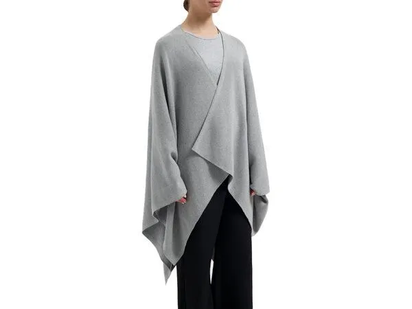 Yumeko Poncho "Yumeko" aus Bio-Baumwolle Gestrickt, Grey melange, – Produktbild 1 von 4