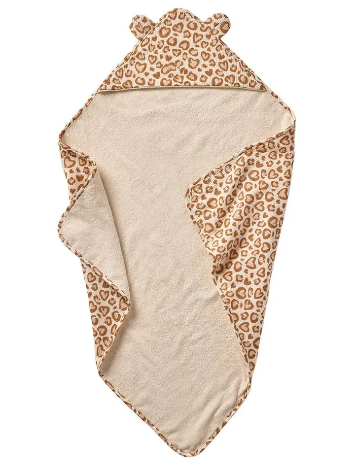 Vertbaudet Vertbaudet Kapuzenhandtuch Baby Badecape LOVELY LEO aus Musselin, Braun, – Produktbild 1 von 3