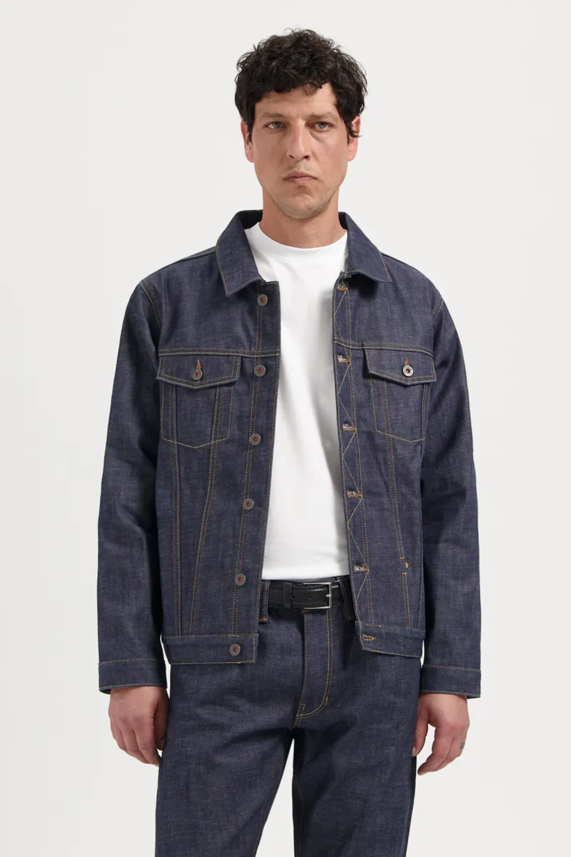 Kuyichi Kuyichi Herren vegan Jeansjacke Bourne Dry Selvedge Blau, Extra dunkelblau, – Produktbild 2 von 2