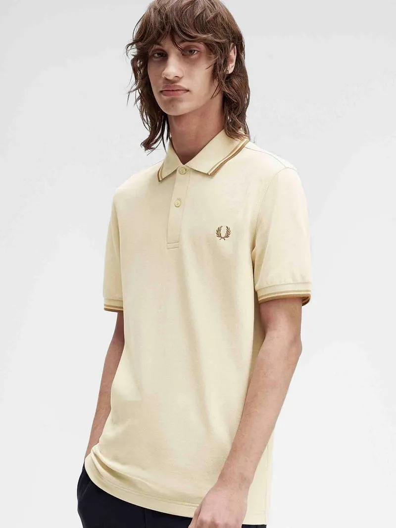 Fred Perry Fred Perry Polo Twin Tipped M3600 Beige - Größe L, Beige, – Produktbild 2 von 5