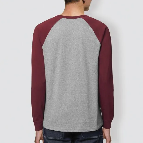 little kiwi little kiwi Herren Langarm-T-Shirt, "Fuchs", Heather grey/burgundy (rot), – Produktbild 2 von 2