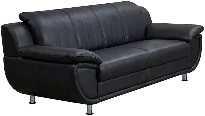 TRENDMANUFAKTUR 3-Sitzer Rondo 207 cm, 3-Sitzer, komfortabel, Federkern optional, Chromfüße, wahlweise mit Federkern, pflegeleichte Bezügen, Unser Dauertiefpreis, Schwarz, – Produktbild 4 von 8
