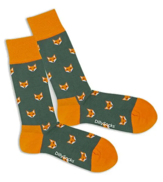 DillySocks DillySocks Socken Fossiled Fox aus Biobaumwoll-Mix, Grün, – Produktbild 1 von 3