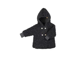 Pure pure by Bauer PURE PURE by Bauer Kinder Jacke Bio-Schurwolle Plüsch mit Kapuze Doppelreiher anthrazit Gr. 110/116 – Produktbild 1 von 1