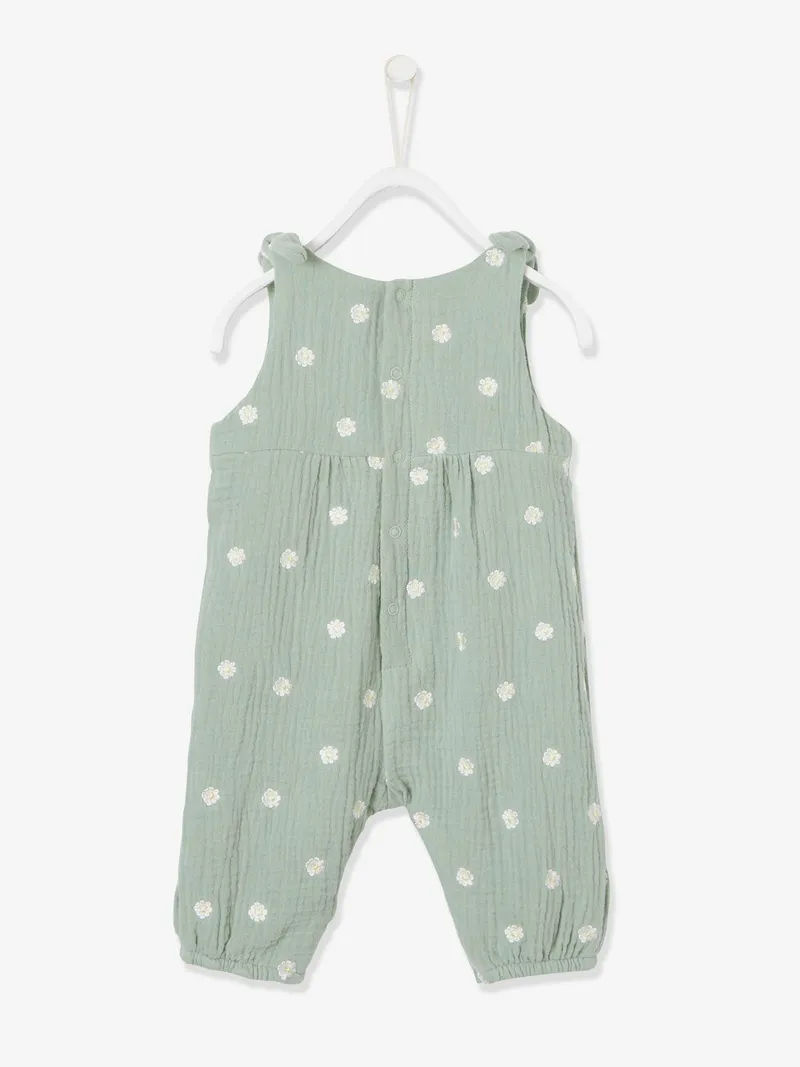 Vertbaudet Mädchen Baby Overall, Graugrün bedruckt, – Produktbild 3 von 4
