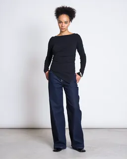 JAN N JUNE JAN 'N JUNE Damen vegan Longsleeve Mit Bootskragen Noly Schwarz – Produktbild 1 von 1