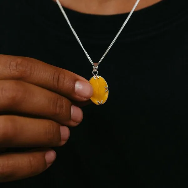Himal Hemp Himal Hemp VULVA GEMS Silber Halskette mit Anhänger mit biologisch abbaubarem 3D-Druck, Gelb, – Produktbild 3 von 4