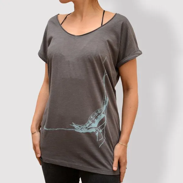 little kiwi little kiwi Damen T-Shirt, "Kleiner Snack", Grau - anthracite, – Produktbild 1 von 4