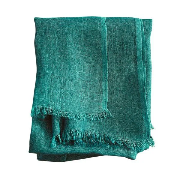 HeritageModa HeritageModa Handgefertigter Damen-Leinenschal, Smaragd grün, – Produktbild 3 von 4