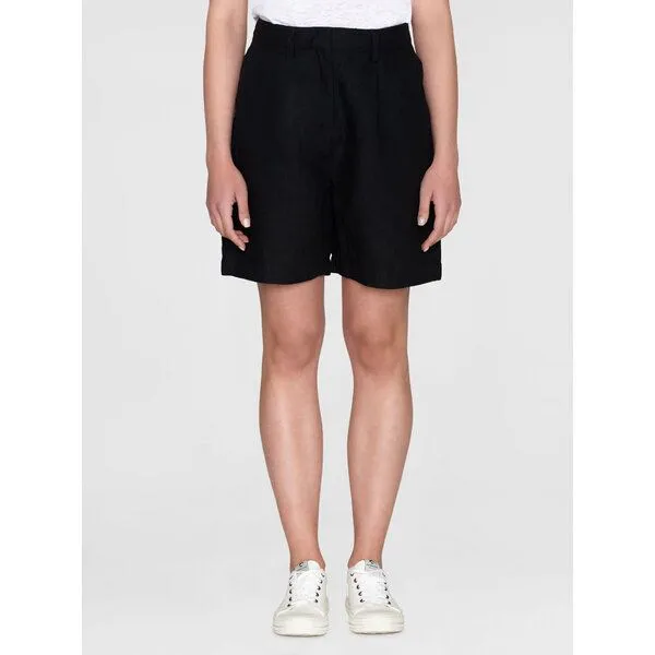 KnowledgeCotton Apparel KnowledgeCotton Apparel High-Waist Shorts POSEY aus Bio-Leinen, Schwarz (black jet), – Produktbild 1 von 3