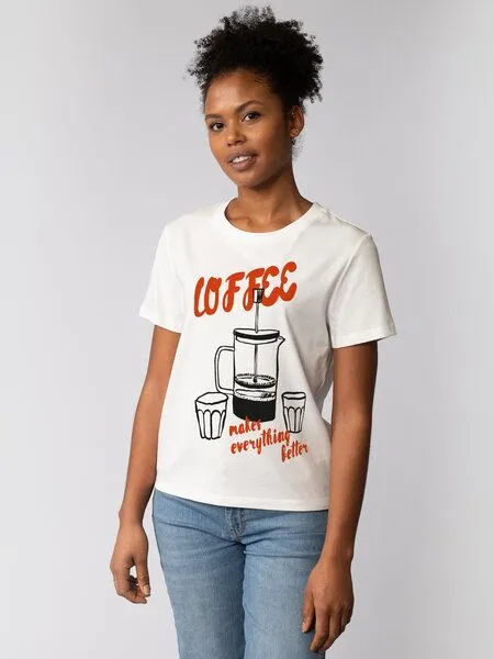 watapparel watapparel T-Shirt Frauen Coffee makes everything better, Off white, – Produktbild 1 von 4