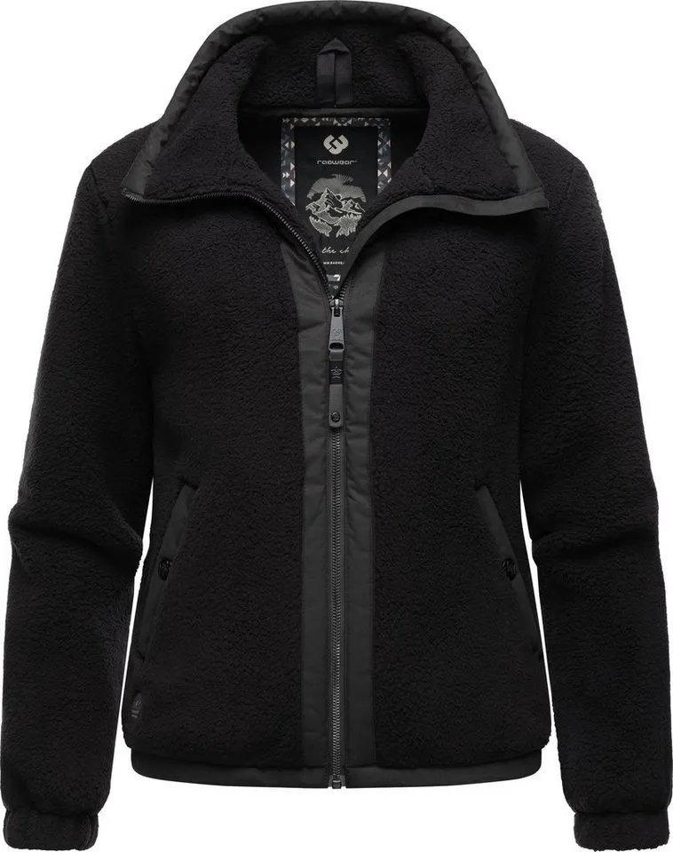ragwear ragwear Plüschjacke Nordicka Sportliche Kapuzenjacke mit Kunstleder-Elementen, Schwarz, – Produktbild 2 von 3