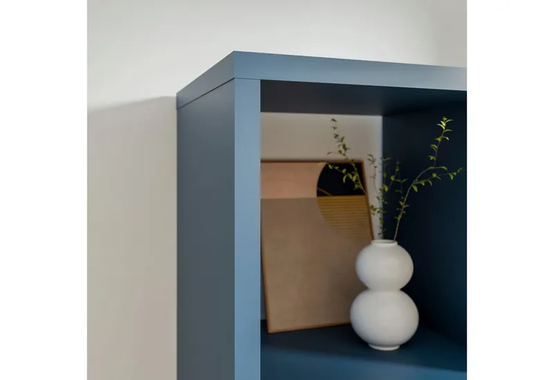 FORTE Standregal Mauro, FSC®-zertifiziert, Fachgröße 33x33cm, 4 Fächer, Blau, – Produktbild 4 von 5