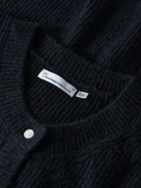 KnowledgeCotton Apparel KnowledgeCotton Apparel Strickweste Soufflé yarn, Black jet, – Produktbild 3 von 4