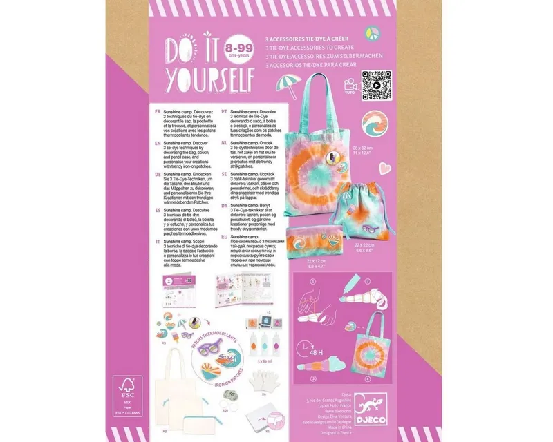 DJECO Kreativset DIY: Batik-Set Taschen Batikfarben Set waschfest Shirt DIY Set Kinder – Produktbild 5 von 5