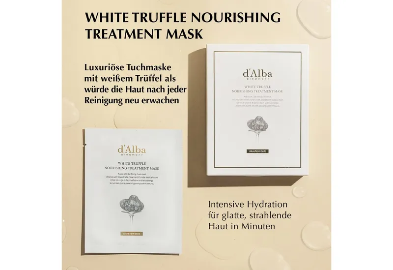 d'Alba Gesichtsmaske Tuchmaske d'Alba pflegende weiß Truffle Nourishing Treatment Mask, 5-tlg., Gesichtsmaske, Tuchmaske, Gesichtspflege, Anti-Aging – Produktbild 2 von 5
