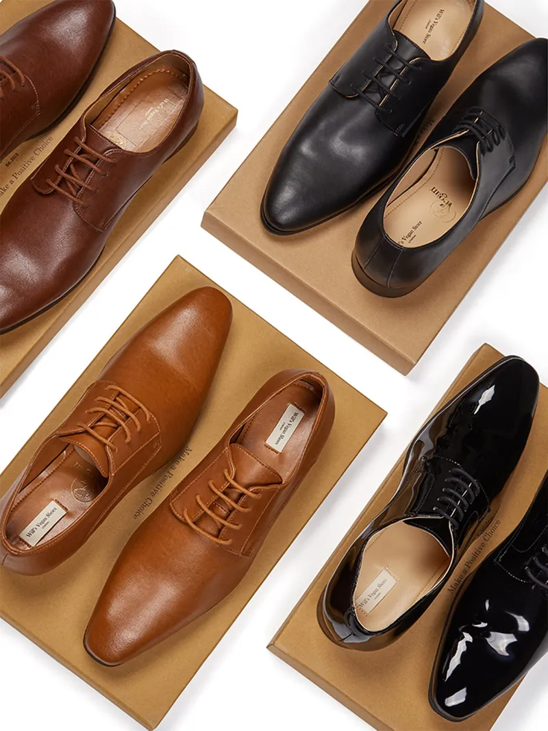 Will's Vegan Store Will's Vegan Store Herren vegan Schuhe Schmale Sohlen Schwarz, Schwarz, – Produktbild 1 von 2