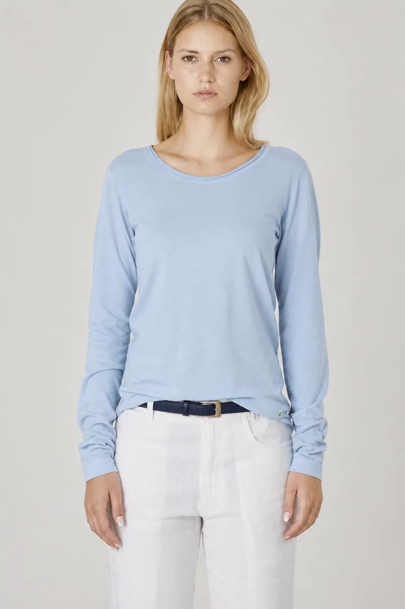 HempAge Hempage Damen vegan Langarm-T-Shirt Rauchblau, Blau, – Produktbild 2 von 2