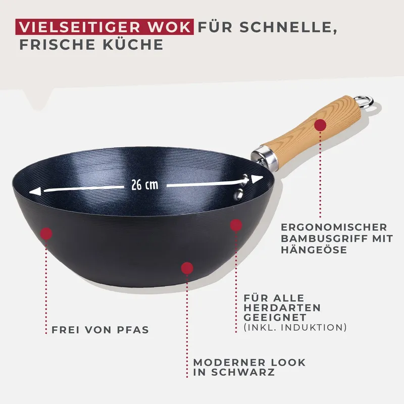 Fackelmann Fackelmann Wokpfanne Soft Collection, Keramik, antihaft, Ø26cm – Produktbild 3 von 3