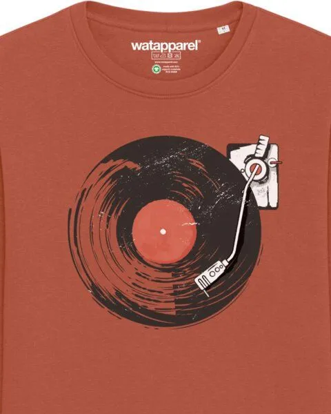 watapparel watapparel Sweatshirt Unisex Schallplatte, Heritage brown, – Produktbild 3 von 3