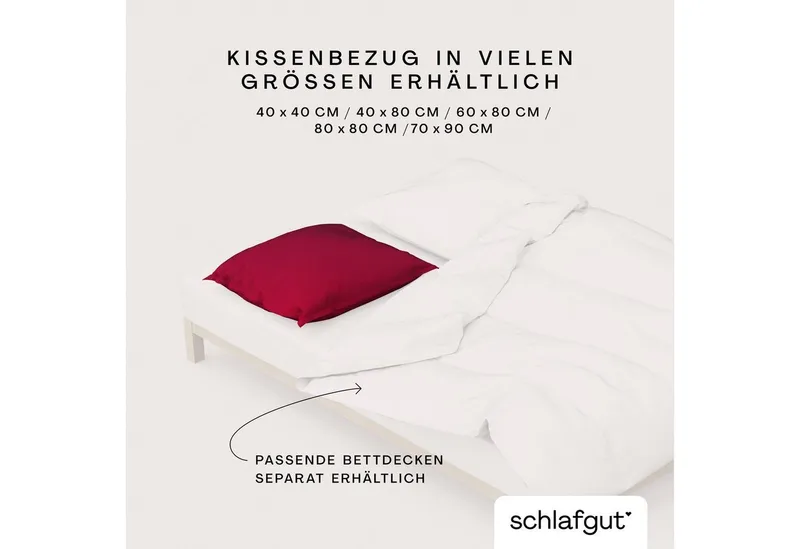 Schlafgut Schlafgut Kissenbezug Premium Kissenbezug Woven Fade Satin (1 St), (1 Stück), Ton-in-Ton Reißverschluss, Fadendichte von 300tc, Streifen, OEKO Tex, Rot, – Produktbild 5 von 5