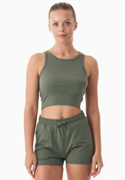 ORGANICATION ORGANICATION SONNIA | Cropped Rib Top aus Bio-Baumwolle, Olive, – Produktbild 1 von 4