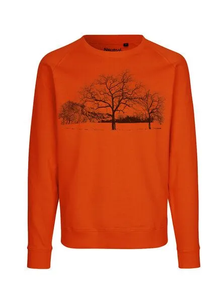 Peaces.bio - handbedruckte Biomode Peaces.bio - handbedruckte Biomode Sweatshirt Landscape Unisex, Orange, – Produktbild 1 von 2