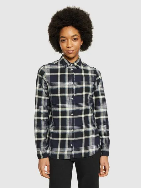 KnowledgeCotton Apparel KnowledgeCotton Apparel Flanell-Bluse Check, Black jet, – Produktbild 2 von 4