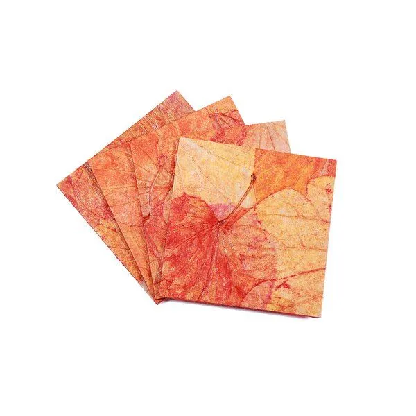 Sundara Sundara 4er-Set Untersetzer "Lotus Pond" mit Blattabdrücken, Orange, – Produktbild 1 von 3