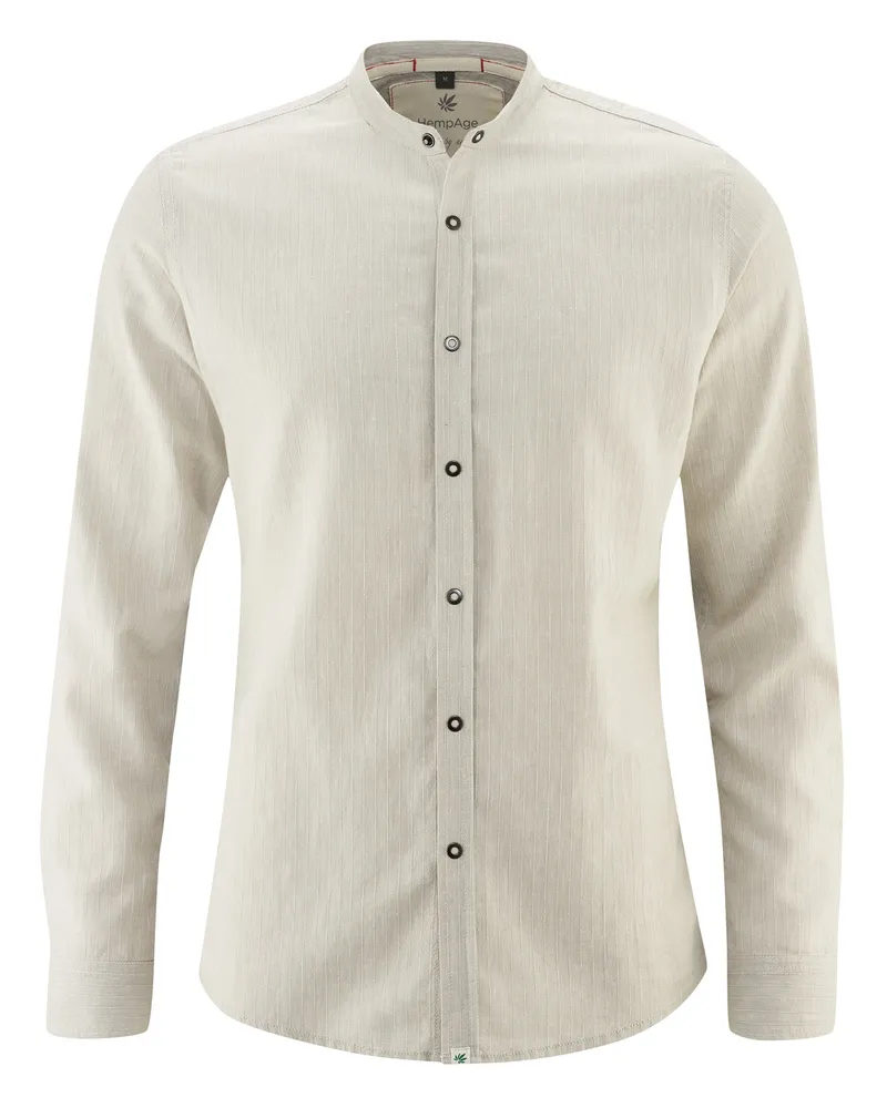 HempAge Hempage Herren vegan Leichtes Hemd Mit Stehkragen Beige, Beige, – Produktbild 1 von 2