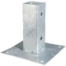 Alberts ALBERTS Aufschraubhülse für Vierkantholzpfosten, feuerverzinkt, 91 mm, Platte 150x150 mm – Produktbild 1 von 1