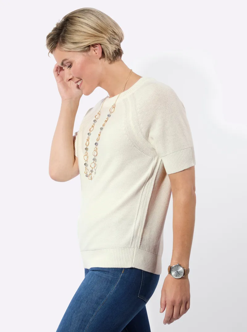 Witt Kurzarmpullover ecru, Ecru, – Produktbild 2 von 2