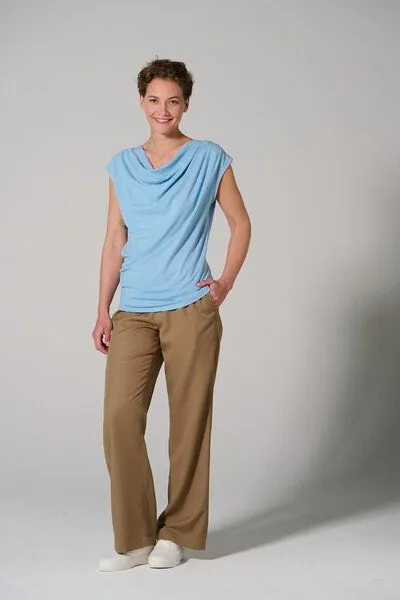 HempAge HempAge Wasserfallausschnitt Top Hanf/Biobaumwolle, Distel (beige), – Produktbild 4 von 4