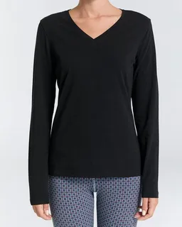 Leela Cotton Leela Cotton Damen V-Neck Langarmshirt – Produktbild 1 von 1