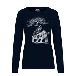 HANDGEDRUCKT HANDGEDRUCKT "Lange Reise" Frauen Longsleeve aus reiner Biobaumwolle (kbA) – Produktbild 1 von 1