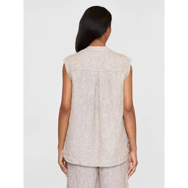 KnowledgeCotton Apparel KnowledgeCotton Apparel Gestreiftes Leinen-Top SLEEVELESS aus Bio-Leinen, Braun (brown stripe), – Produktbild 2 von 4