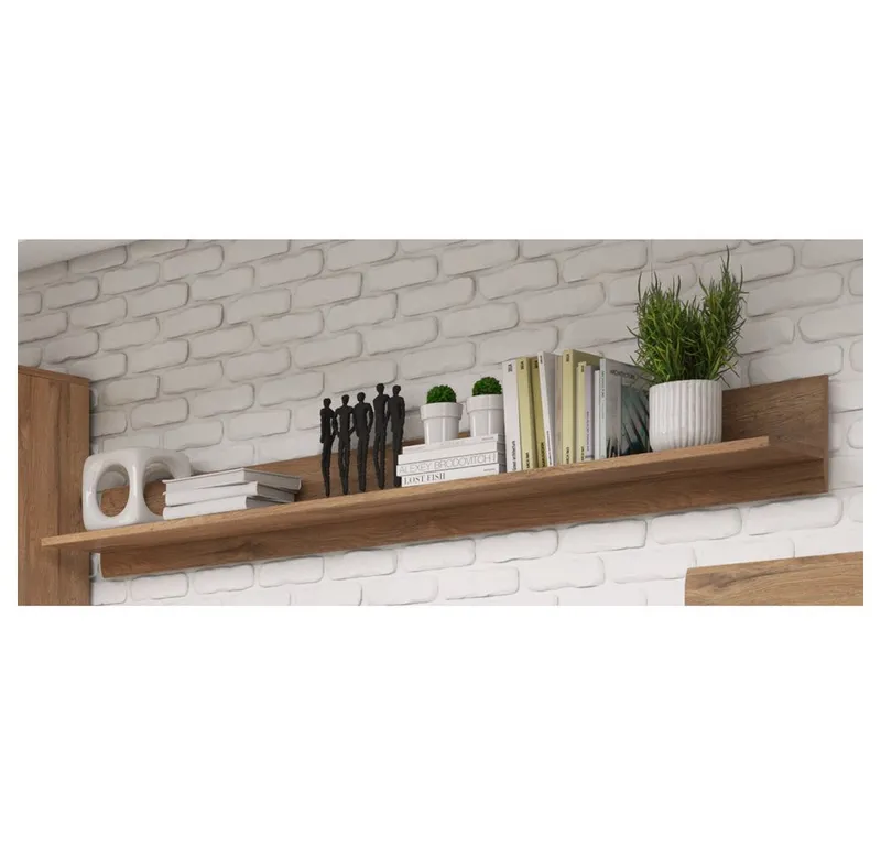 Lomadox Wohnzimmer-Set TURDA-83, (Mega-Spar-Set, 5-St., Couchtisch Highboard Lowboard Sideboard Vitrine Wandregal), Eiche braun Metallgriffe TV-Wand inkl. LED Beleuchtung modern, Braun, – Produktbild 5 von 5