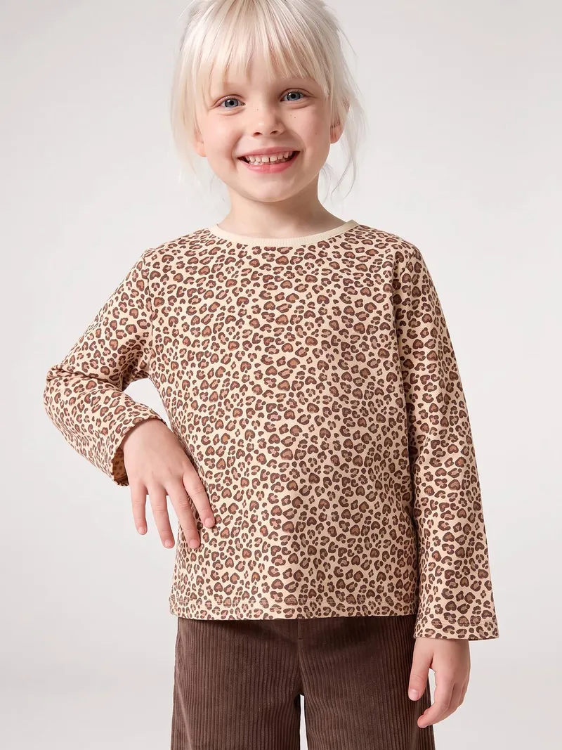 Vertbaudet Thermoshirt Mädchen leo, Beige leo, – Produktbild 2 von 4