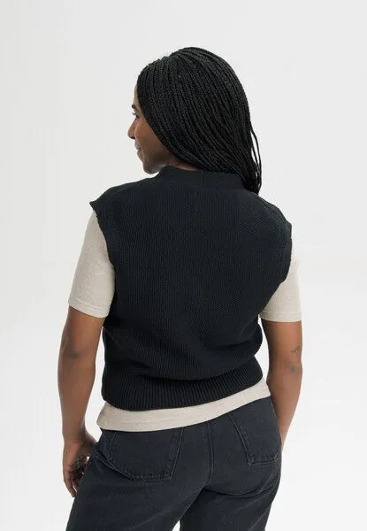 MELA MELA Strukturierte Strickweste Style BHOJA aus 100% Bio-Baumwolle, Schwarz, – Produktbild 3 von 4