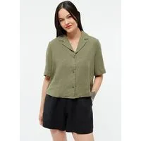 Givn Berlin Givn Berlin Kurzarmbluse GBCAROL relaxed aus Leinen, Faded olive (linen), – Produktbild 1 von 1