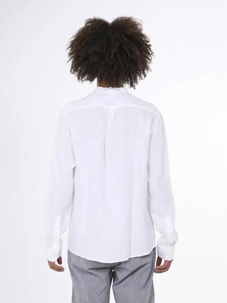 KnowledgeCotton Apparel KnowledgeCotton Apparel Langarm-Hemd Costum Fit Linen, Bright white, – Produktbild 3 von 4